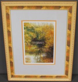 Watercolor of "Golden Creek Study" by Missouri artist Dennis Yates