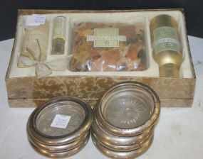 Claire Burke White Gardenia Bath Set and Seven Coasters Claire Burke White Gardenia Bath Set and Seven Coasters.