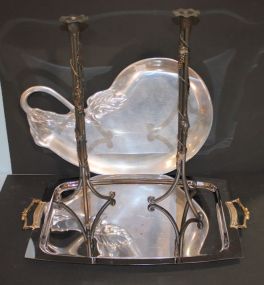 Two 18" Candlesticks and Two Trays Two 18" Candlesticks and Two Trays.