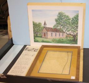 Frames and Unframed Limited Edition Print of LBJ Schoolhouse signed CG. Moorehead 1973', 19"w., 16"h.