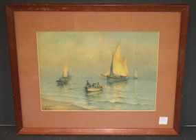 Vintage Print " A Safe Return" Orcco, N.Y> 20"w., 16"h.