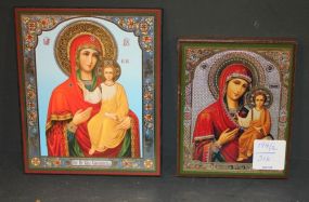 Two Reproductions of Russian Icons 3"w., 4"h.