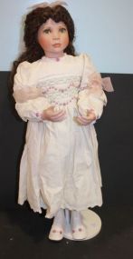 Large Porcelain Doll Finger Broken, One Finger Re-Glued. 31"h.