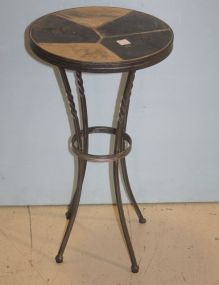 Iron and Granite Side Table 13"d., 24"h.