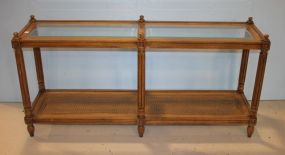 Contemporary Glass Top Credenza cane shelf, 60"w., 16"d., 29"d.