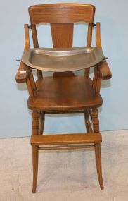 Antique Oak High Chair 16"w., 39"h.