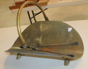 Brass Magazine Holder and Fireplace Tongs 17"h.