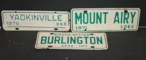 North Carolina Municipality Plates & Military North Carolina Municipality Plates & Military, Yadkinville, Burlington. 12"w.