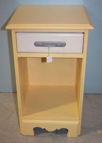 Yellow and White One Drawer Nightstand 15"w., 26"h.