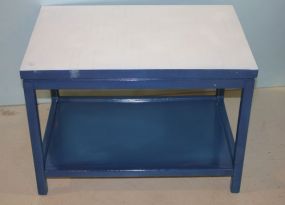 Blue Coffee Table with white top, 28"w., 20"h.