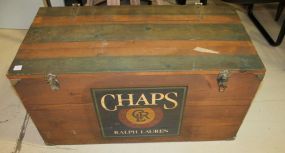 Wood Trunk Advertising Chaps Ralph Lauren, 36"w., 18"d., 18"h.