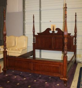 King Size Mahogany Carved Post Bed 107"h.