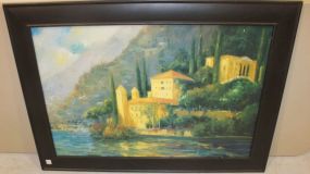 Large Print of Village Landscape signed Lower right 42"w., 30"h.