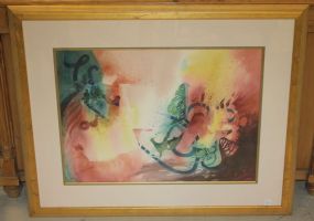 A. Dennis 1991 Watercolor Born in Louisiana, Living and painting now in Mississippi, 40"w., 33"h.