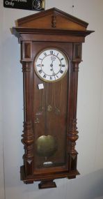Mahogany Wall Hanging Clock weights, 42"h.