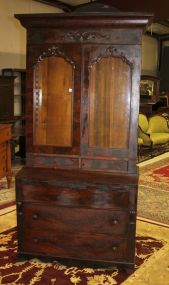 1840 Empire Mahogany Two Part Secretary