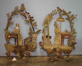 Pair of Metal Decorative Wall Candlesticks