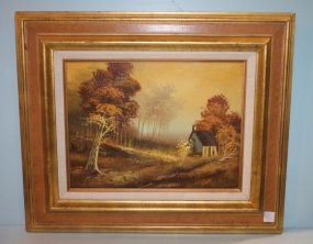 Oil on Canvas of Autumn Scene, signed D. Blis