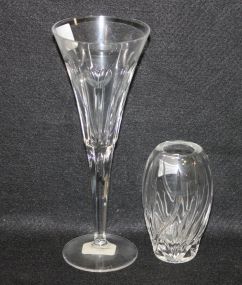 Signed Waterford Small Vase and a Signed Waterford Flute