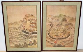 Pair Handpainted Panels