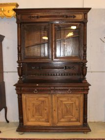 English Late 19th Century Court Cupboard Three Section English Court Cupboard