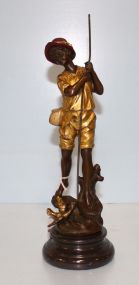 Signed Bronze of Fisherman
