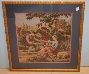 Framed Tapestry of Courting Scene