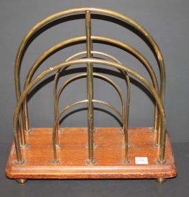 Oak and Brass Desktop Letter Holder