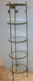 Painted Green Iron and Glass Shelf