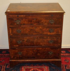 19th Century Burl Walnut Small Chippendale Chest