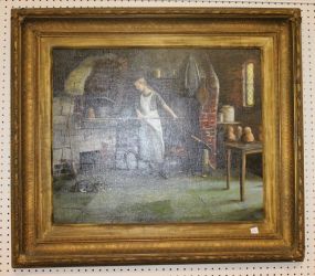 19th Century Oil Painting of Young Lady