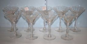 Set of Nine Elegant Champagne Glasses