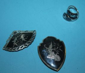 Sterling Siam Pin, Sterling Siam Money Clip, and a Sterling Siam Ring