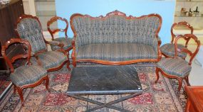 Six Piece Walnut Victorian Parlor Set