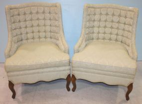 Pair of Tufted Barrel Back Parlor Chairs