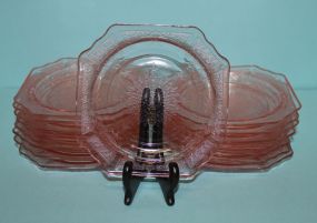 Set of Sixteen Hocking Pink Depression Glass Plates, Princess Pattern