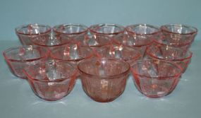 Sixteen Hocking Pink Depression Glass Cups, 15 Princess Pattern, 1 Other Pattern