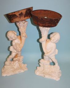Pair of Plaster Angel Planters