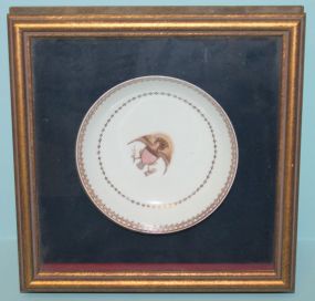 Lowestoft China Bowl Framed in Wood Shadowbox Frame