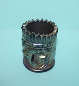 Carnival Glass, Indian Head Toothpick Holder (Blue Cobalt)