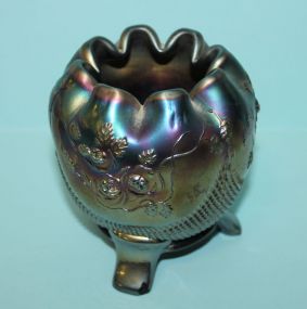 Carnival Glass Blue Cobalt Rose Bowl