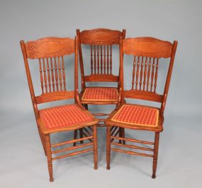 Three Oak Spindle Back Chairs