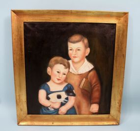 Oil on Canvas Painting of Children, Vera L. Stephenson (Jackson, MS)
