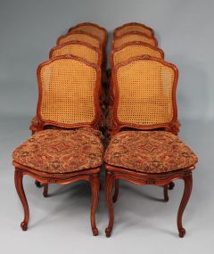 Eight Cane Back and Bottom Chairs
