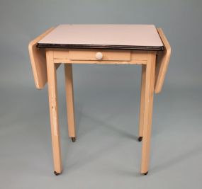 1950's Porcelain Top Drop Leaf Kitchen Table