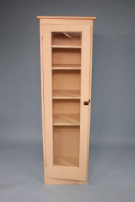 Cream Colored Five Shelf Cabinet With Glass Front (damaged glass)