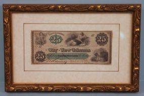 City of New Orleans Twenty-five Cent Certificate, dated 1862