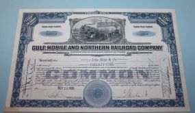 1933 Gulf, Mobile and Northern Railroad Company Bond (25 Shares) John Muir and Company (common Stock)