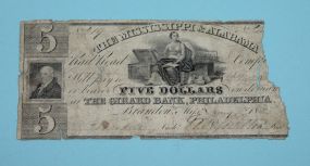 The Mississippi and Alabama 5 dollars (Girard Bank, Philadelphia)