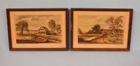 Pair of Framed German Watercolors, artist signed